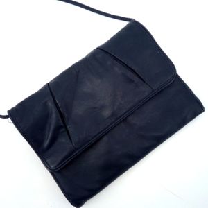Vintage Vegan Navy Blue Thin Envelope Purse Accessory Lady Crossbody Bag Y2K